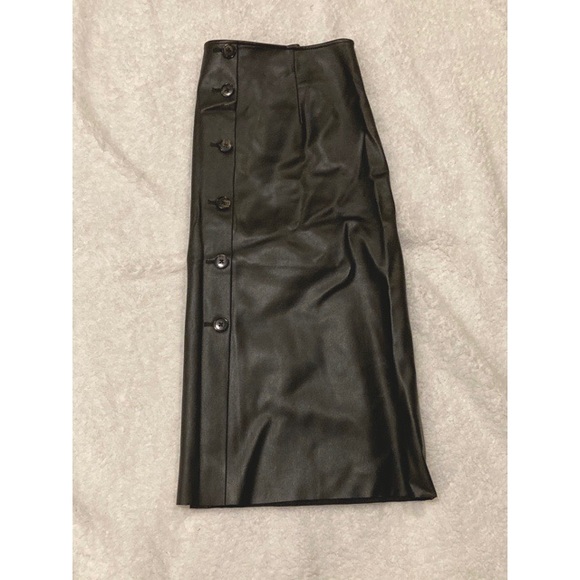 Simons Skirts Simons Contemporarie Button Leather Skirt Poshmark